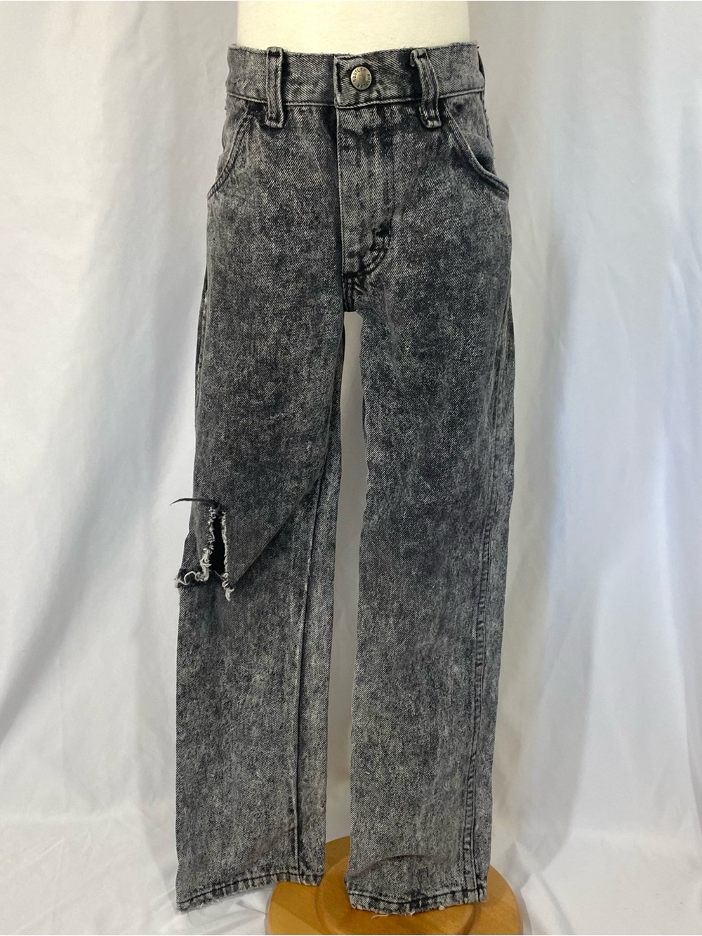 Boy’s Vintage 80’s Rustler Black Acid Washed Distressed Jeans Size 10 Slim
